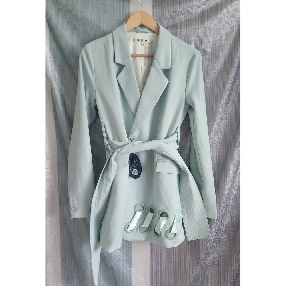 BBXBRAND Women Mint Belted Blazer Dress O-ring Jacket XS NWT Corporate Chic Luxe